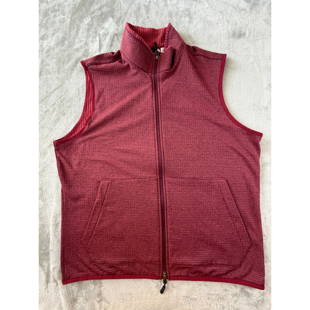 Robert Graham Vest Mens XL Red Full Zip Waffle Knit Classic Fit Stretch